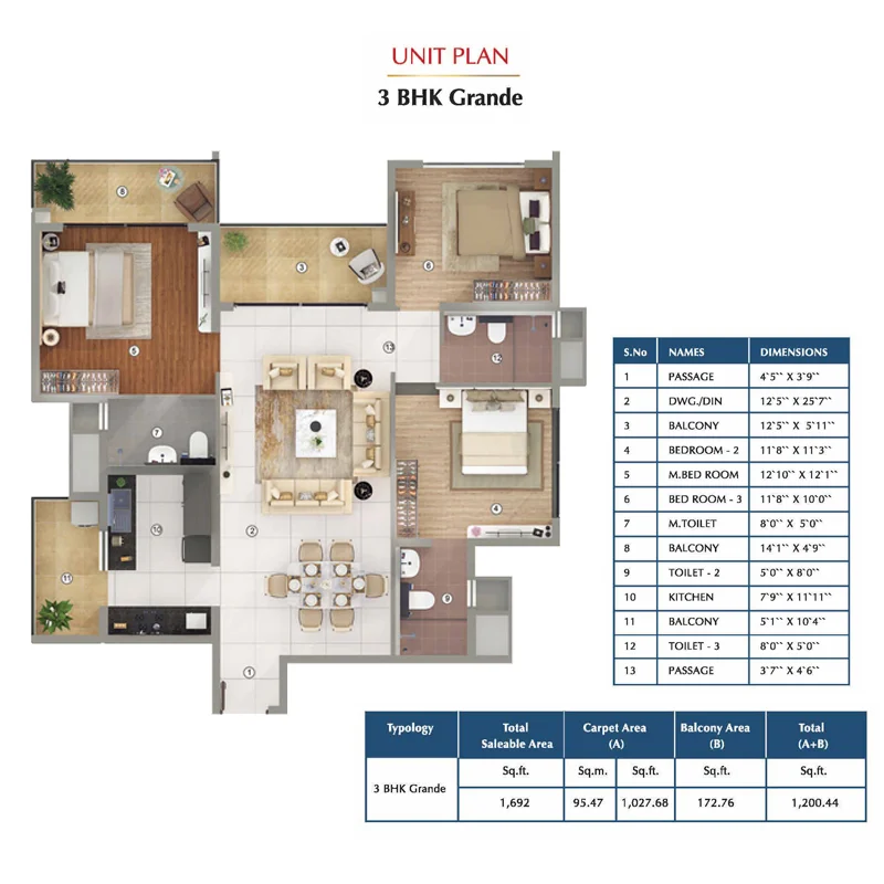 Shapoor ji Paloon Ji Joy Ville 3 Shapoorji-Pallonji-Joyville-Gurgaon-3-BHK-Luxury-Floor-Plan